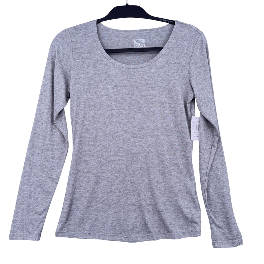 32 Degrees Heat Scoop Neck Base Layer Women Medium Poly Acrylic Gray
